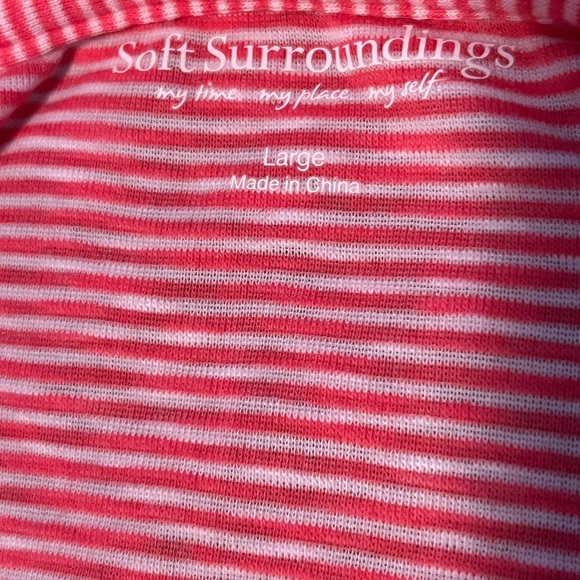 Soft Surroundings Women's 100% Pima Red & White Ruffle Hem Tunic Top L N… - Picture 9 of 11